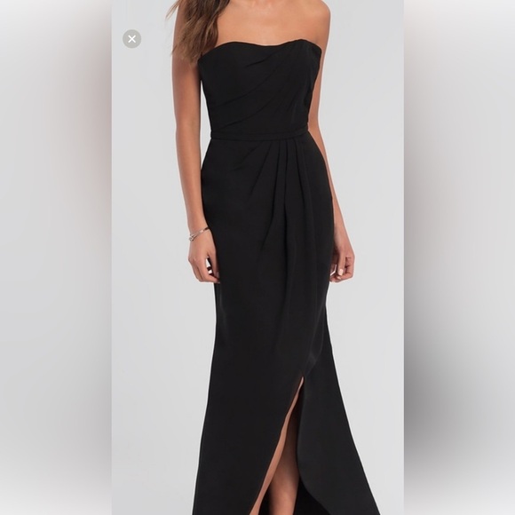 Kleinfeld Pleated-Bodice High-Low Bridesmaid Dress Black Size 2 NWT - Picture 2 of 15